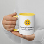 Tazza ArmonyaMente con interno colorato 10 white ceramic mug with color inside yellow 11 oz left 68b6ee36b39c0